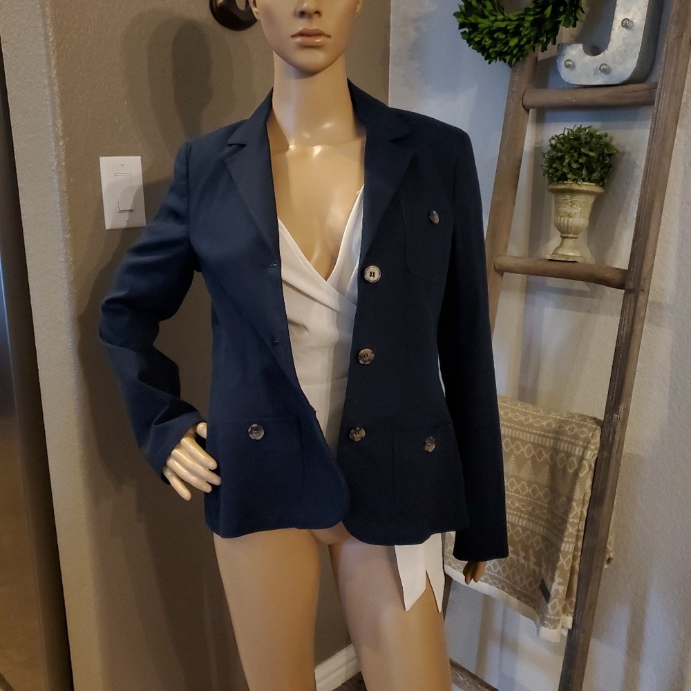 Theory Navy Blue Cotton Jacket Blazer